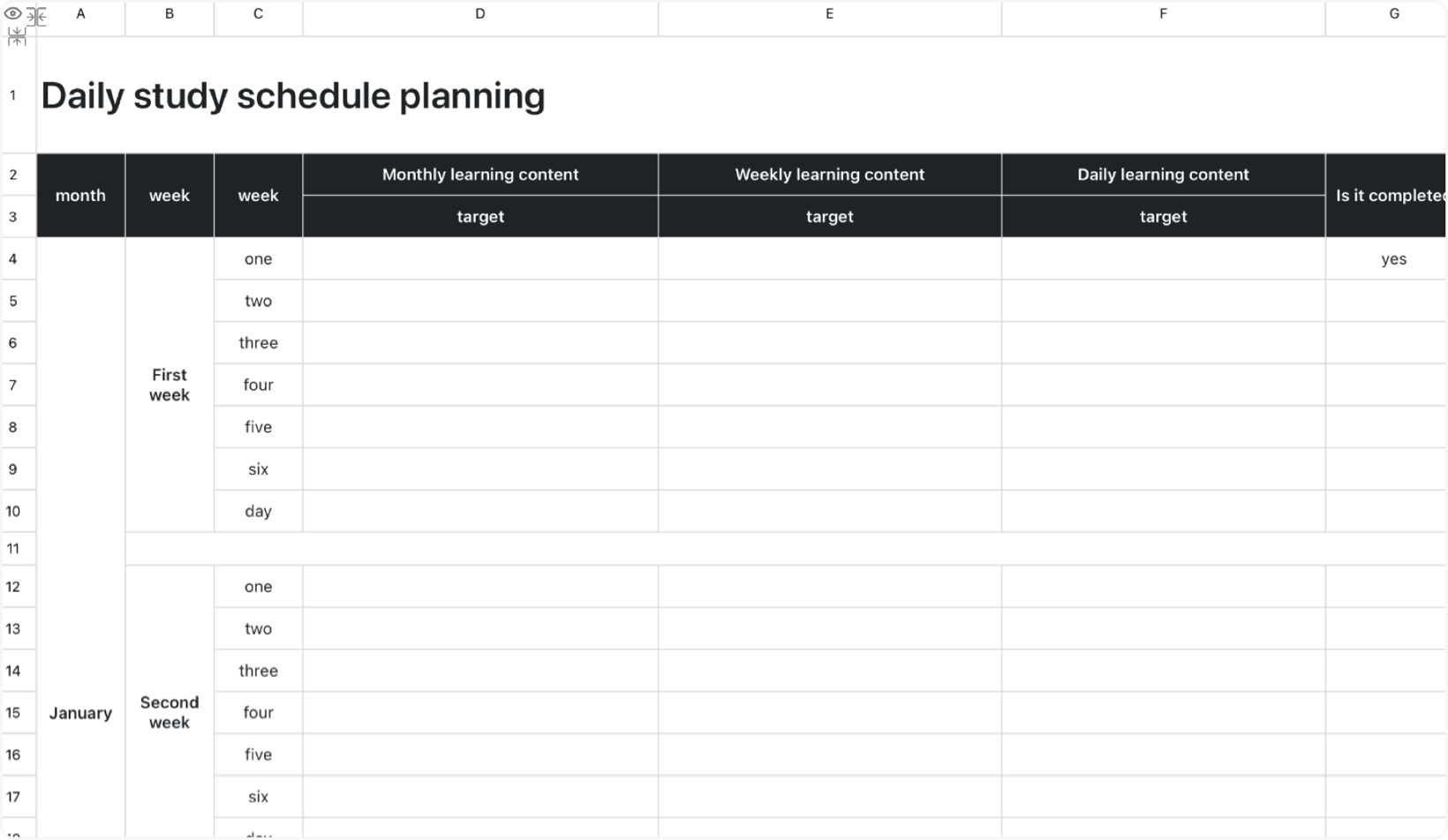 Daily study time planning 1